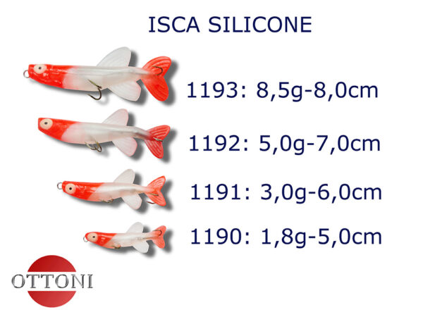 Peixe de silicone cabeça vermelha